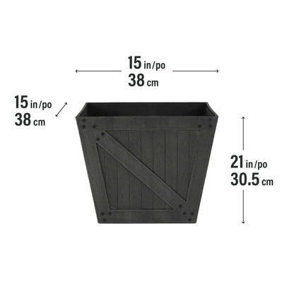15" Barn Door Planter with Wood Finish