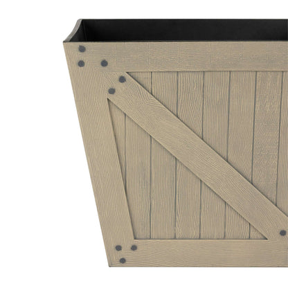 15" Barn Door Planter with Wood Finish