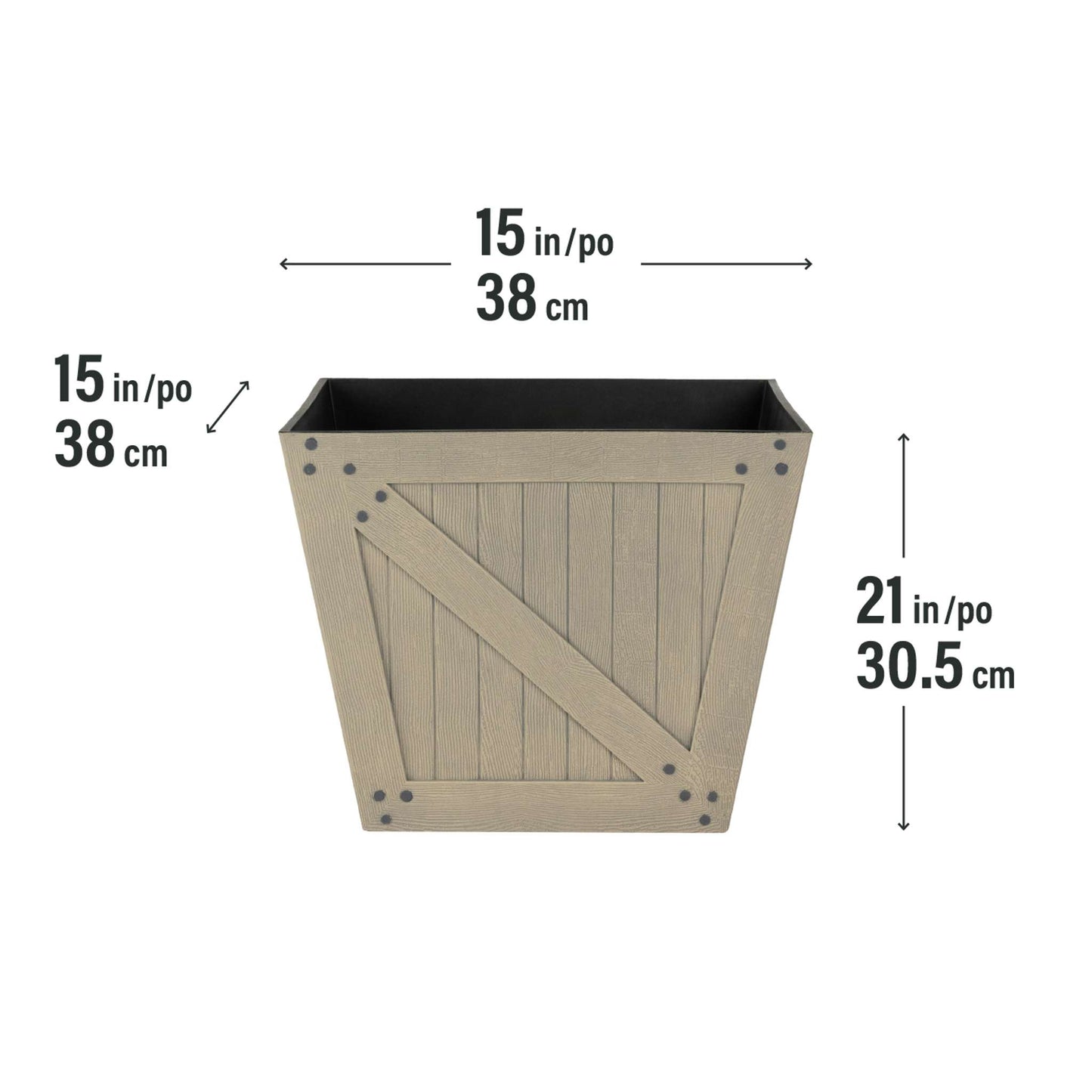 Jardinière style porte de grange 15 po avec fini imitation bois