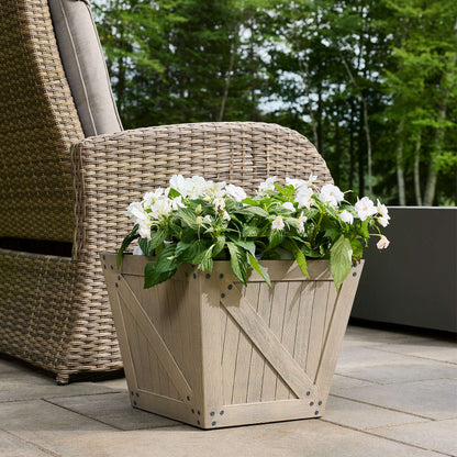 15" Barn Door Planter with Wood Finish