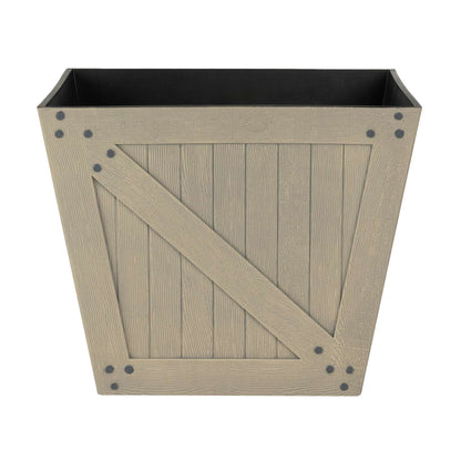 15" Barn Door Planter with Wood Finish