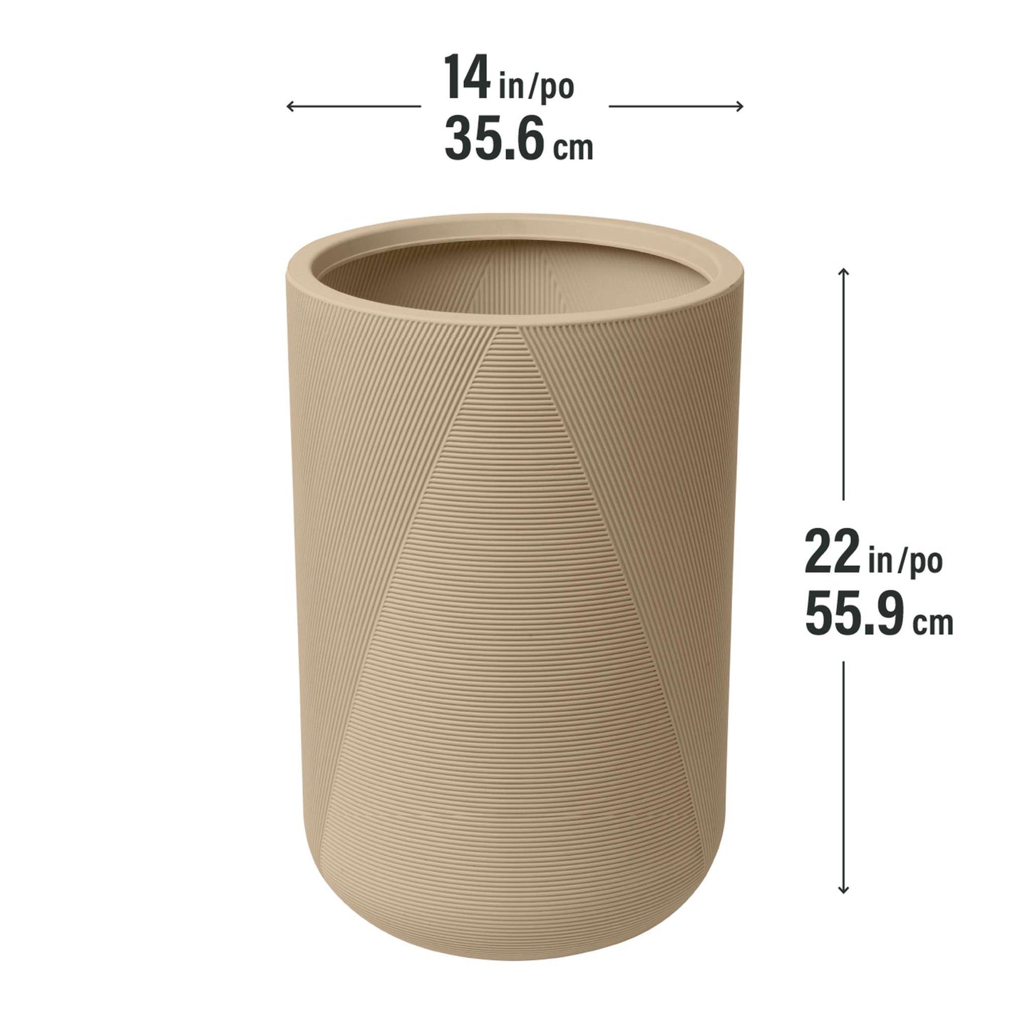 Grande jardinière Gavin 14 po avec lignes géométriques