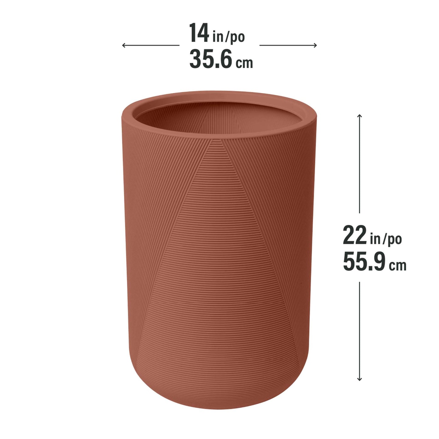Grande jardinière Gavin 14 po avec lignes géométriques