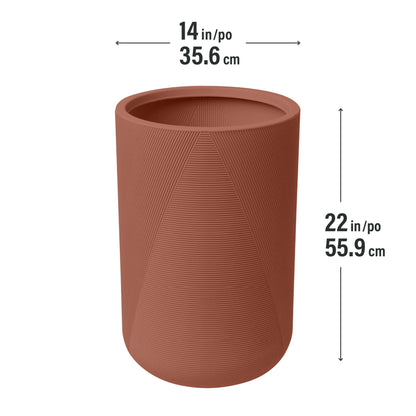 14" Gavin Tall Planter with Geometric Lines