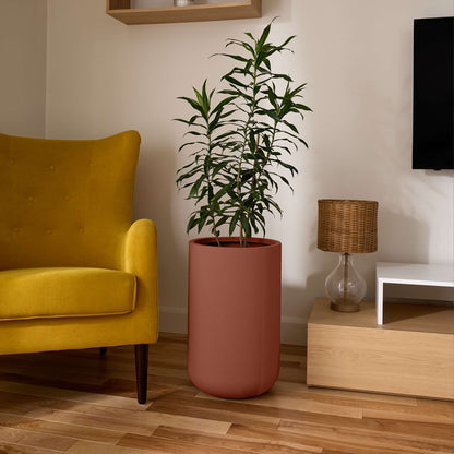14" Gavin Tall Planter with Geometric Lines