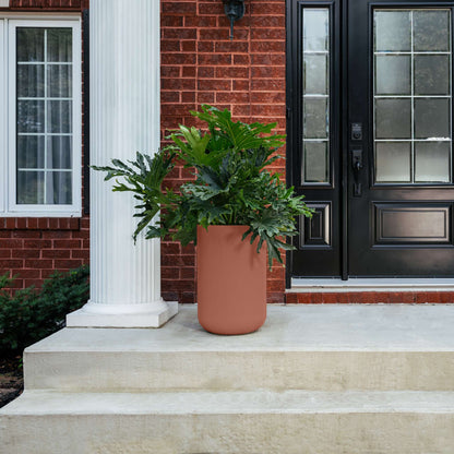 14" Gavin Tall Planter with Geometric Lines