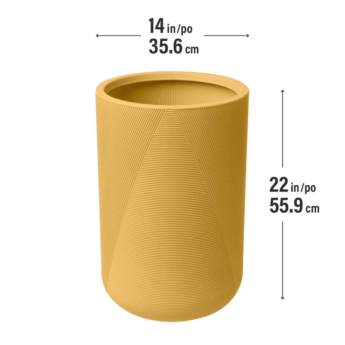 Grande jardinière Gavin 14 po avec lignes géométriques