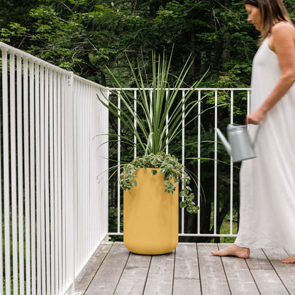 14" Gavin Tall Planter with Geometric Lines