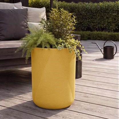 14" Gavin Tall Planter with Geometric Lines