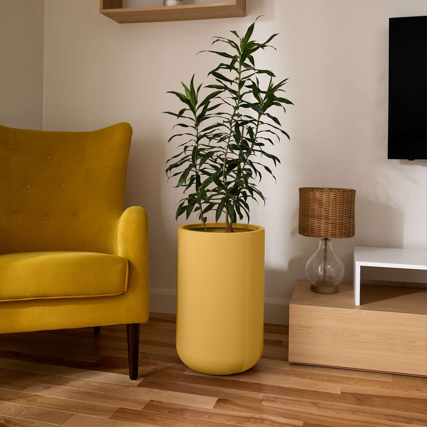 Grande jardinière Gavin 14 po avec lignes géométriques