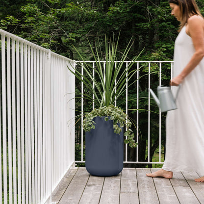 14" Gavin Tall Planter with Geometric Lines