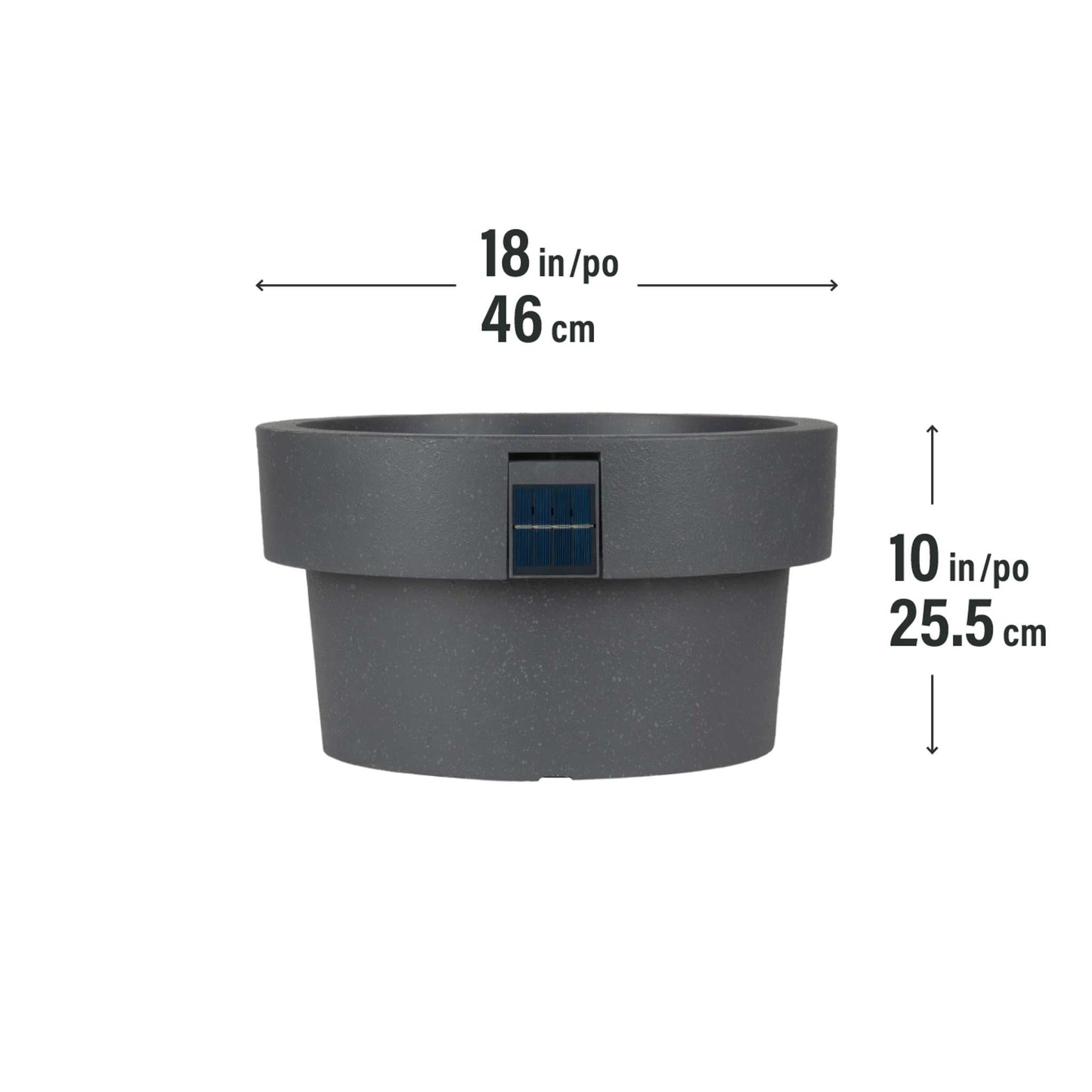 Pot solaire 18 po avec éclairage d’ambiance