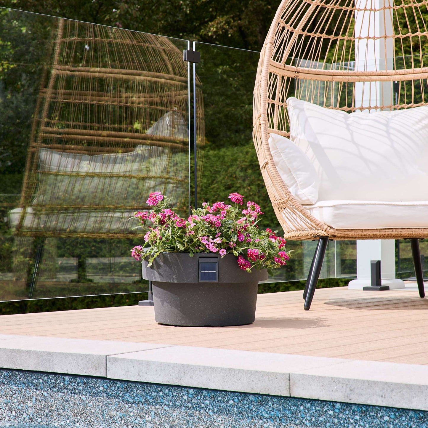 Pot solaire 18 po avec éclairage d’ambiance