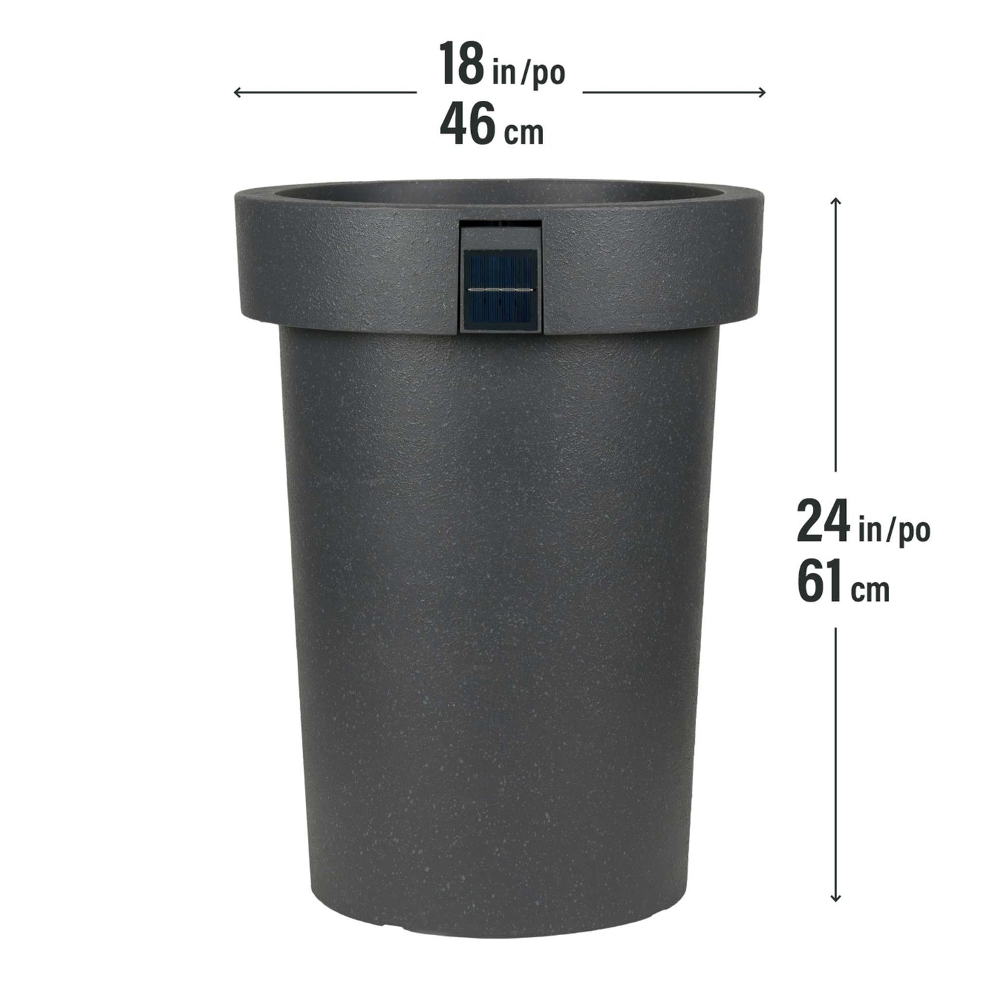 Grand pot solaire 18 po avec éclairage d’ambiance