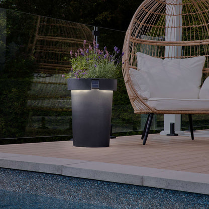 Grand pot solaire 18 po avec éclairage d’ambiance