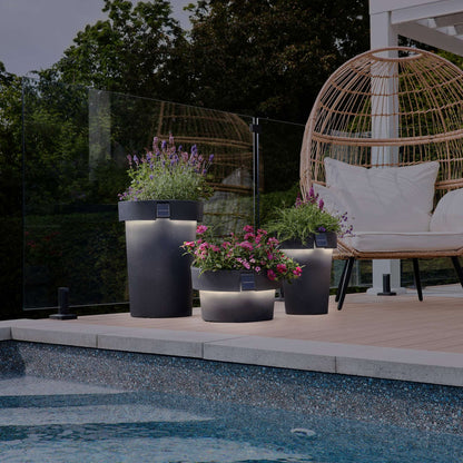 Grand pot solaire 18 po avec éclairage d’ambiance