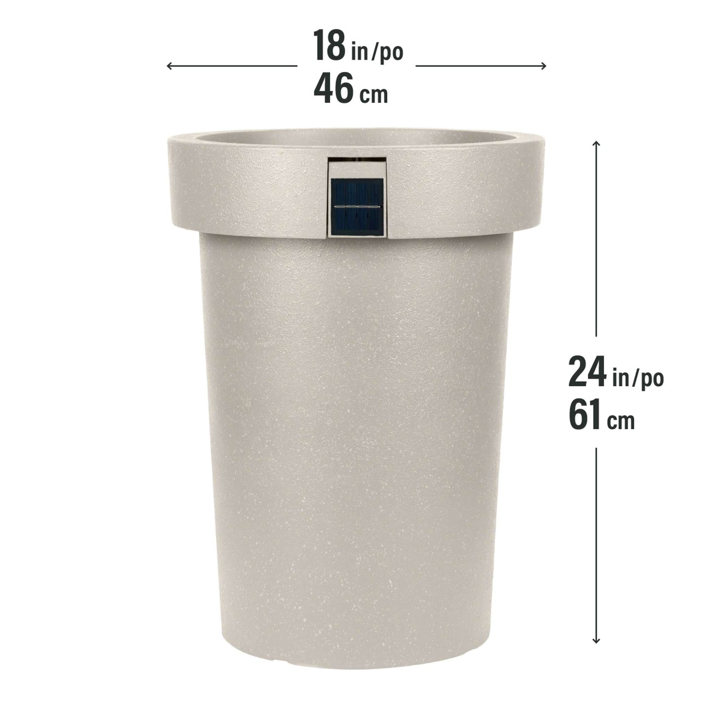 Grand pot solaire 18 po avec éclairage d’ambiance