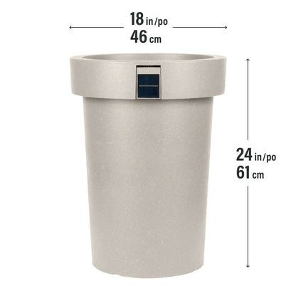 Grand pot solaire 18 po avec éclairage d’ambiance