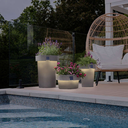 Grand pot solaire 18 po avec éclairage d’ambiance