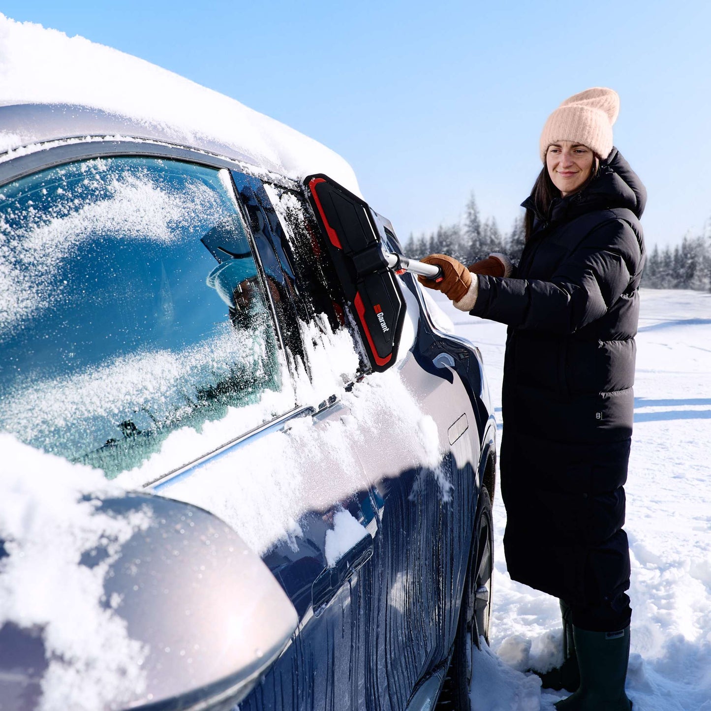 44" Telescopic Snow Brush with Non-Scratch Folding Head