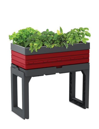 Modular Herb Garden Kit, includes 2 planters and 2 legs, Red