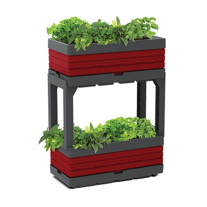 Modular Herb Garden Kit, includes 2 planters and 2 legs, Red