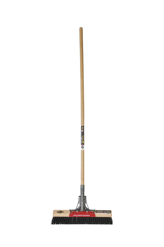 Push broom, scraper, 18", rough, wood hd