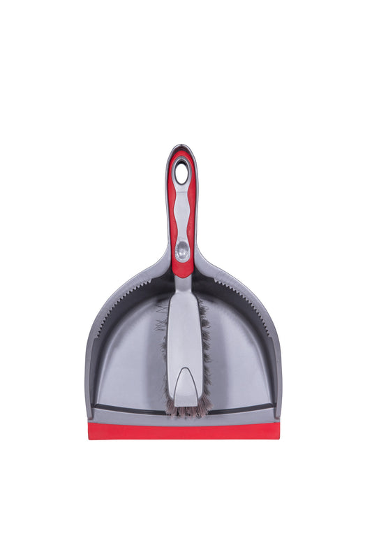 Plastic dustpan with brush, 9 inches