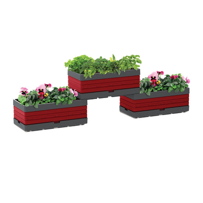 Ensemble de jardin modulaire  pour fines herbes,  2 bacs et 2 pattes, Rouge