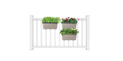 Hanging Garden Kit, includes 2 self-watering railing planter boxes, Greige