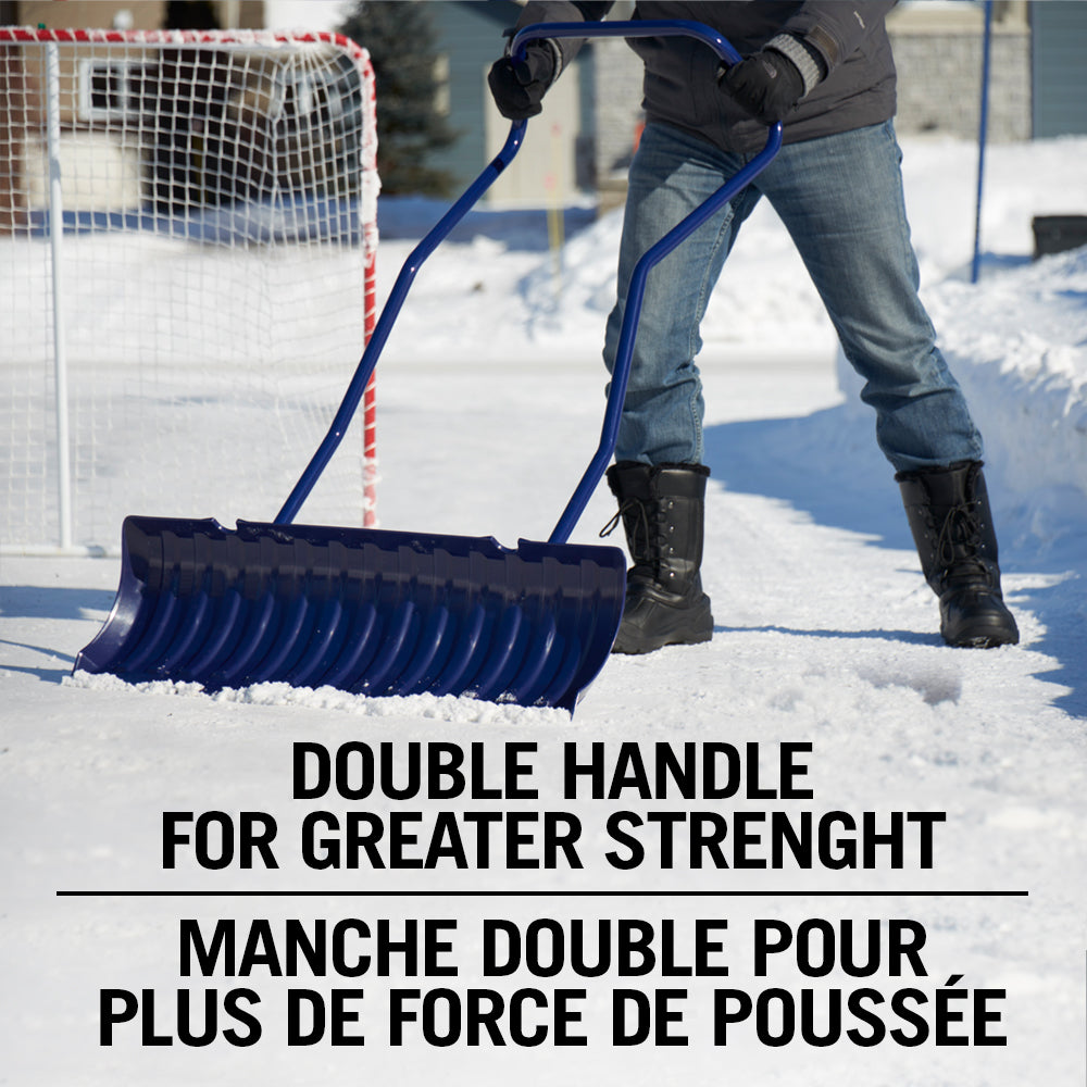 36Inch Extra Large Ergonomic Snow Pusher with Steel Handle Garant