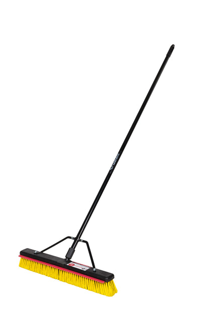 Pushbroom with squeegee, 24", multi surface, steel handle