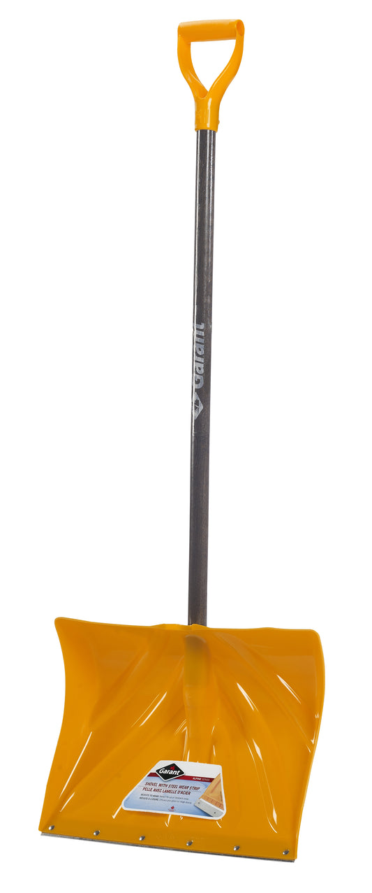 Snow shovel, 18" poly blade, steel wear strip