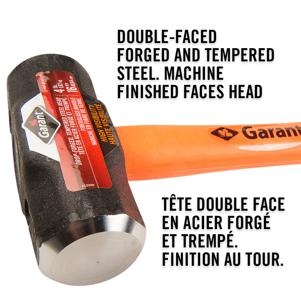 Double-face sledge hammer, fiberglass handle, 16 inches