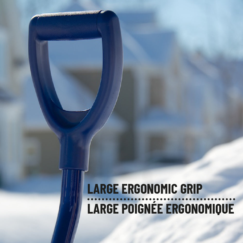 21-Inch Ergonomic Snow Pusher with Lightweight Aluminum Handle, Ergo Grip